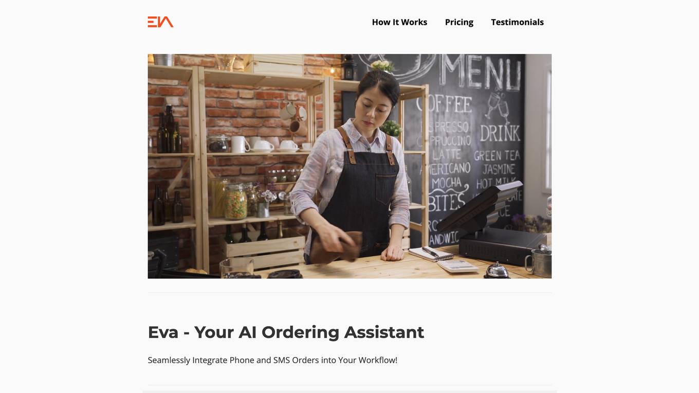 Eva - AI Ordering Assistant for Restaurants Screenshot