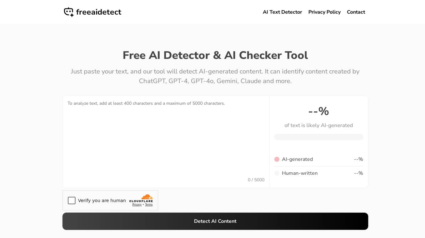 Free AI Detector & AI Checker Screenshot