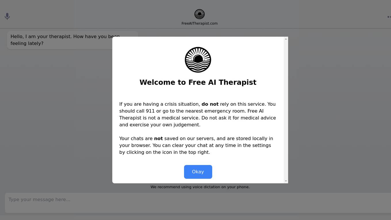 Free AI Therapist Screenshot