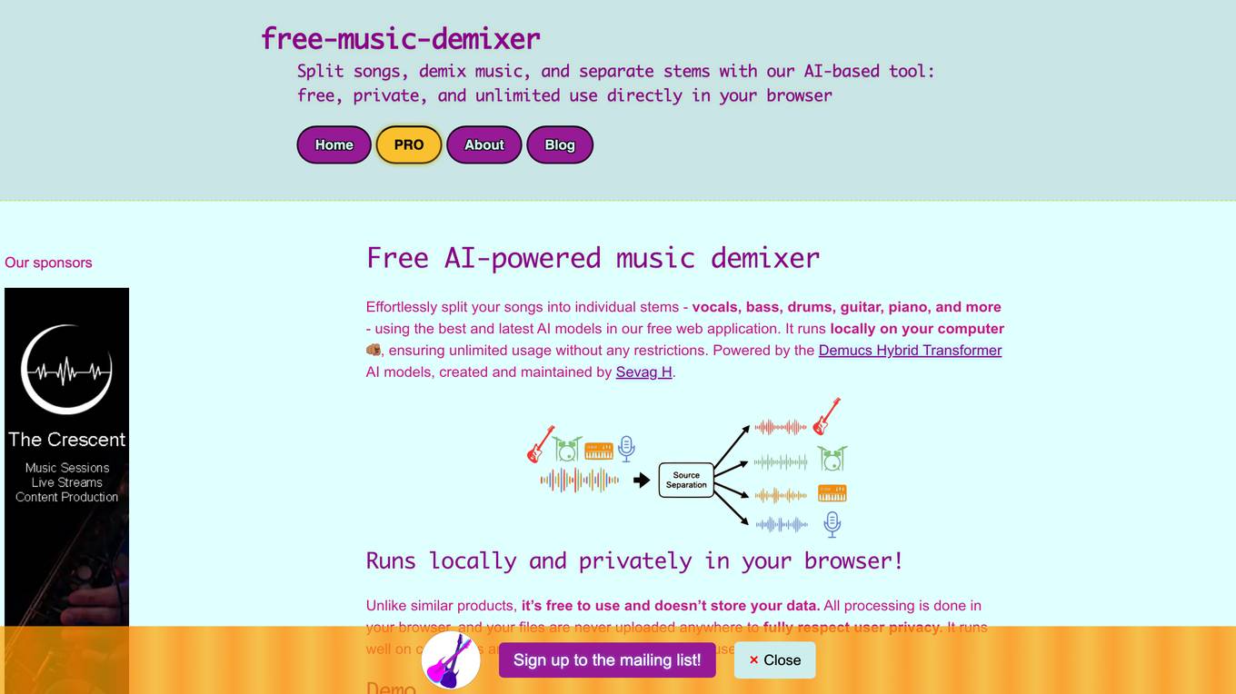 free-music-demixer screenshot