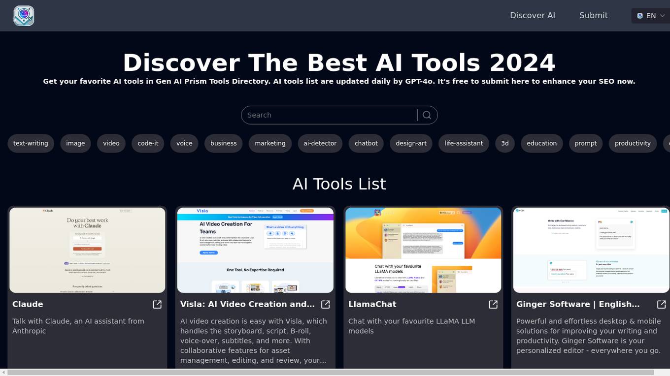 Gen AI Prism Tools Directory Screenshot