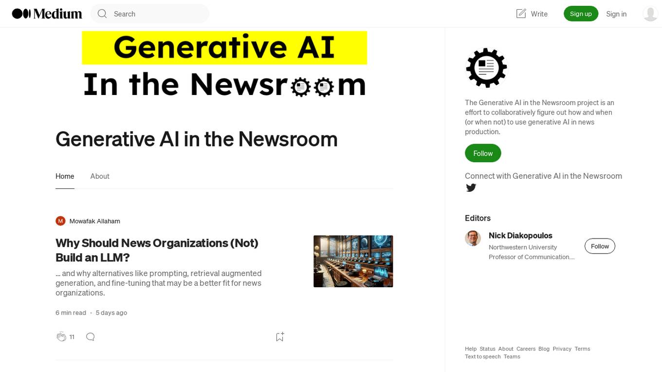 Generative AI in the Newsroom Screenshot