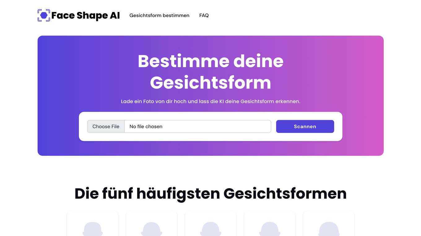 gesichtsform-bestimmen.de Screenshot