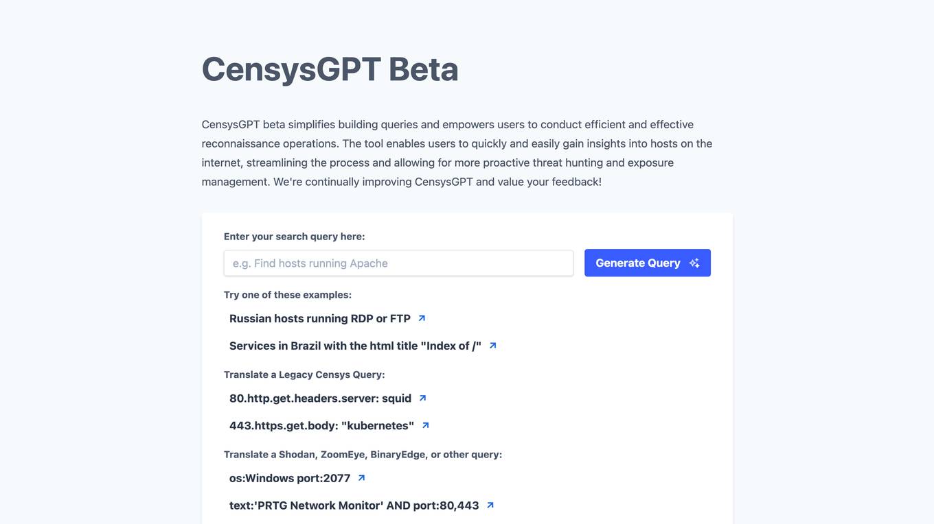 CensysGPT Beta screenshot