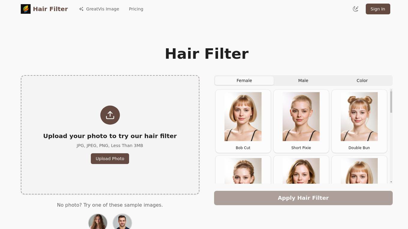 Hair Filter Screenshot