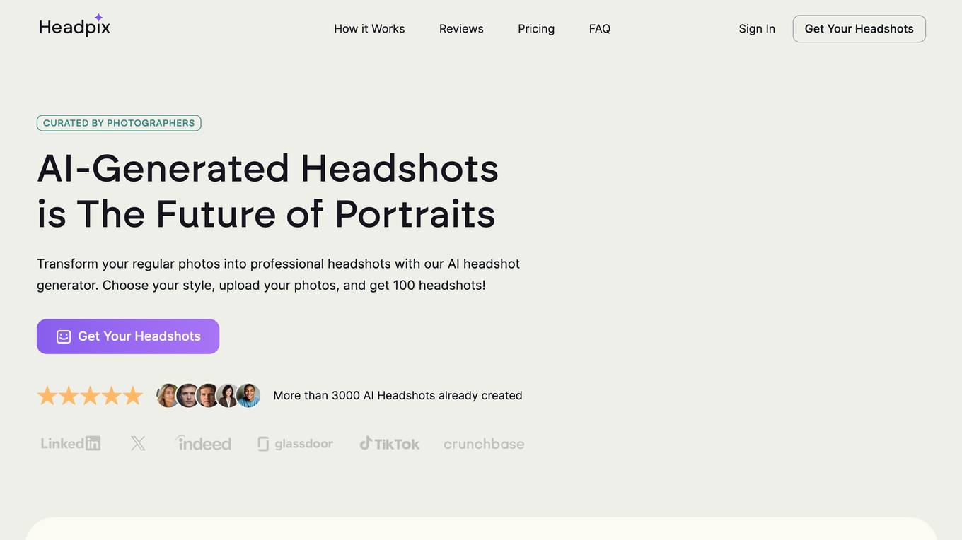 Headpix AI Headshot Generator Screenshot