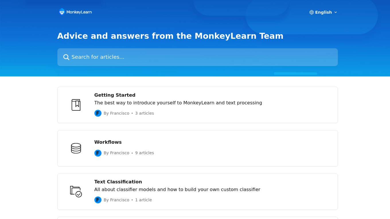 MonkeyLearn Screenshot