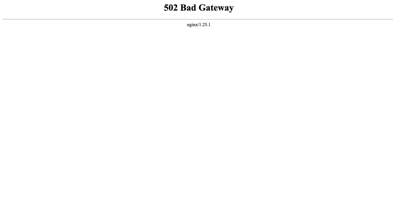 502 Bad Gateway Error screenshot