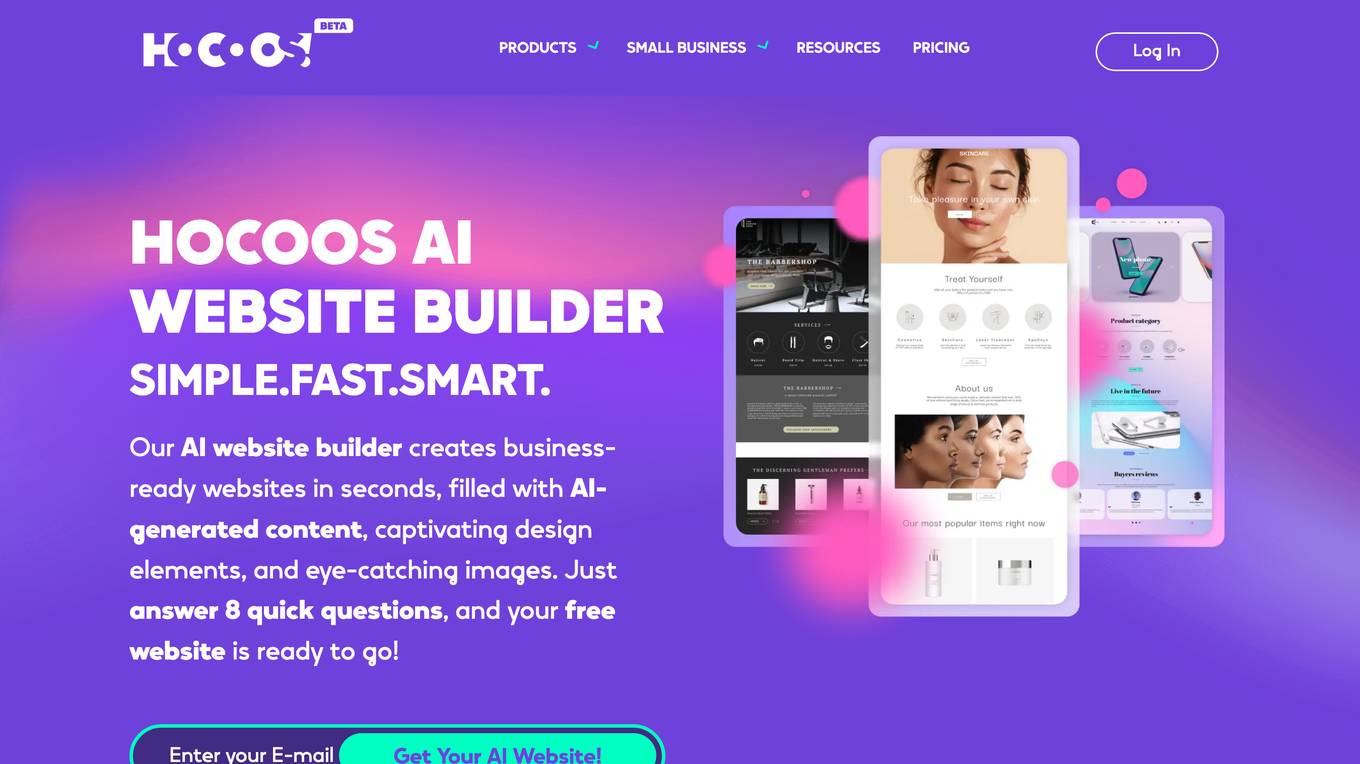 Hocoos AI Website Builder Screenshot