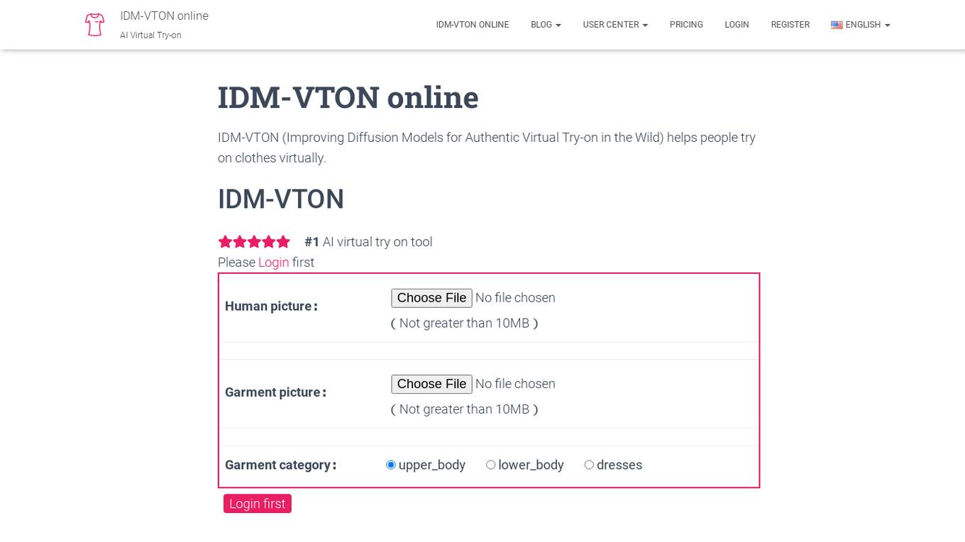 IDM-VTON online Screenshot