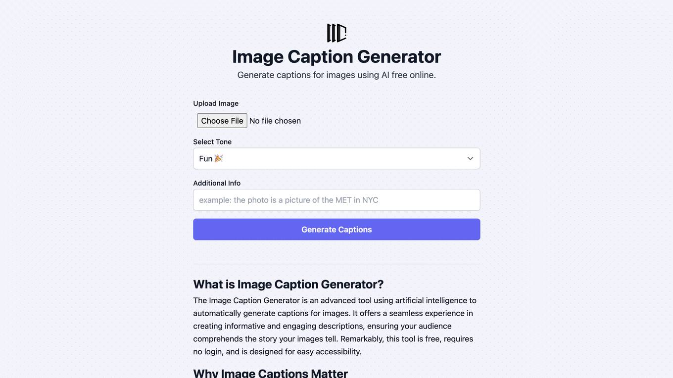 Image Caption Generator screenshot