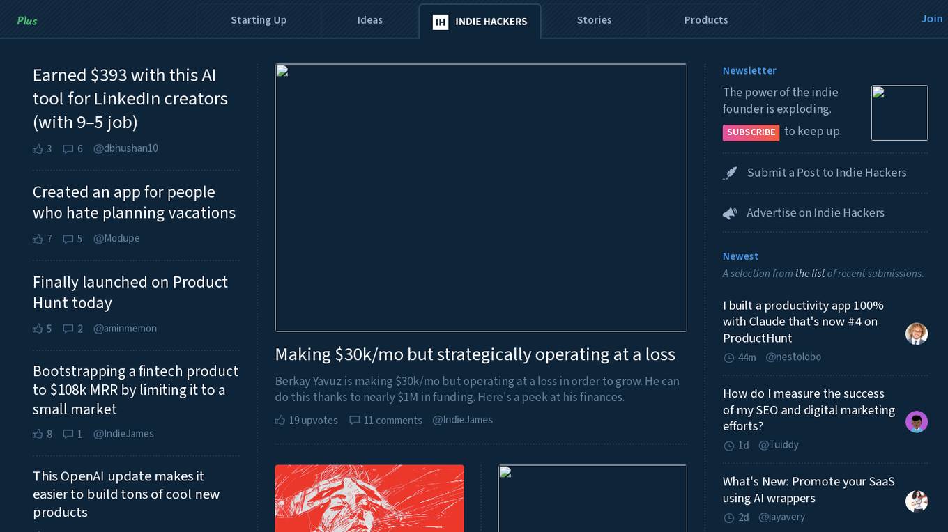 Indie Hackers Screenshot