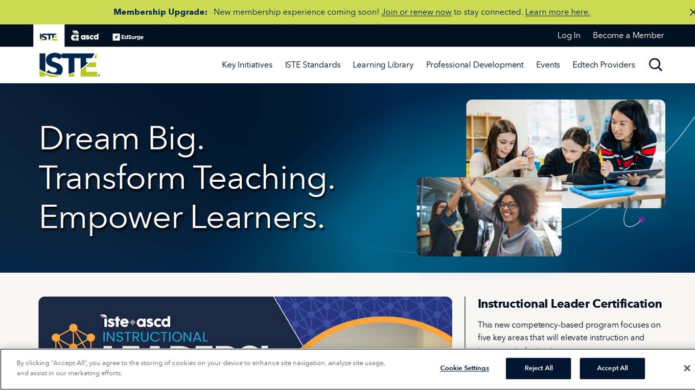 International Society for Technology in Education (ISTE) Screenshot