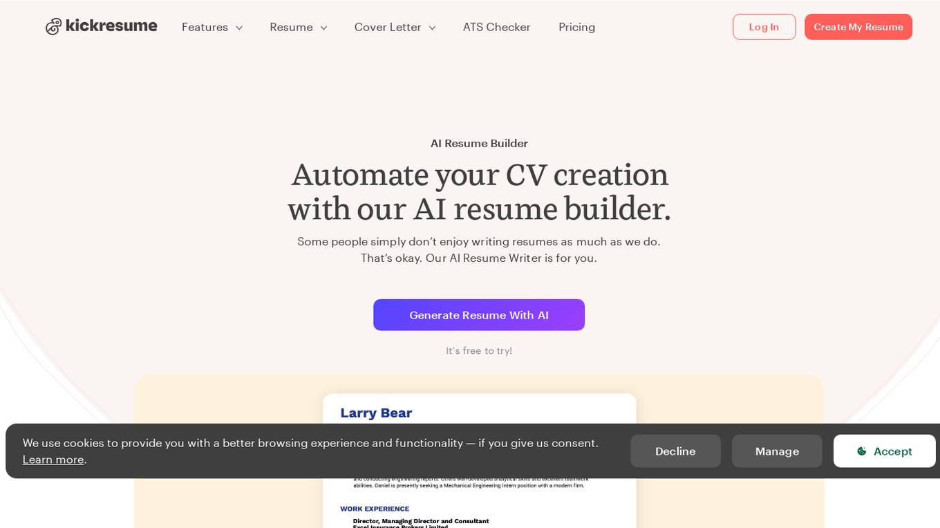 Kickresume Screenshot