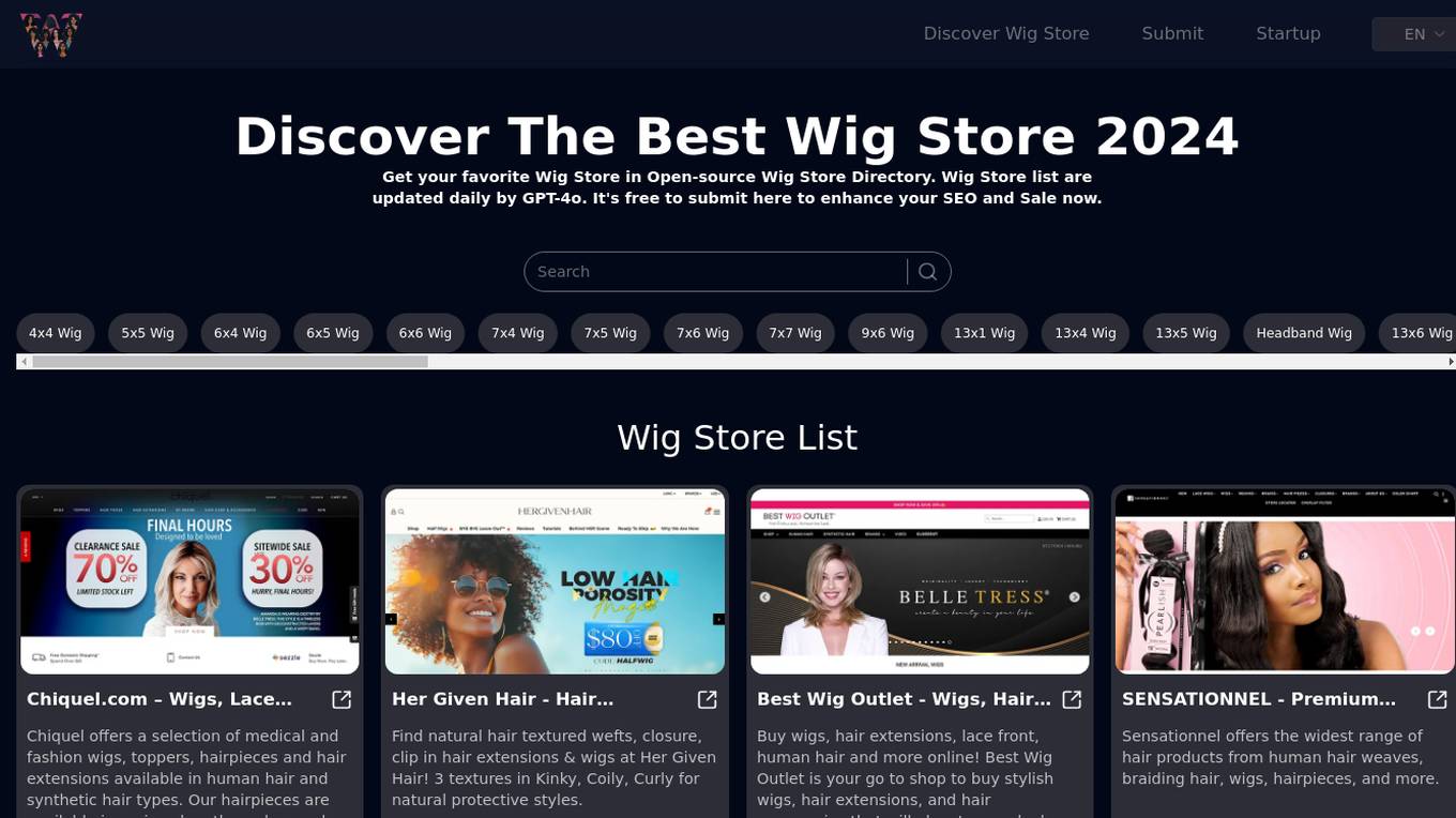 Wig Store Directory Screenshot