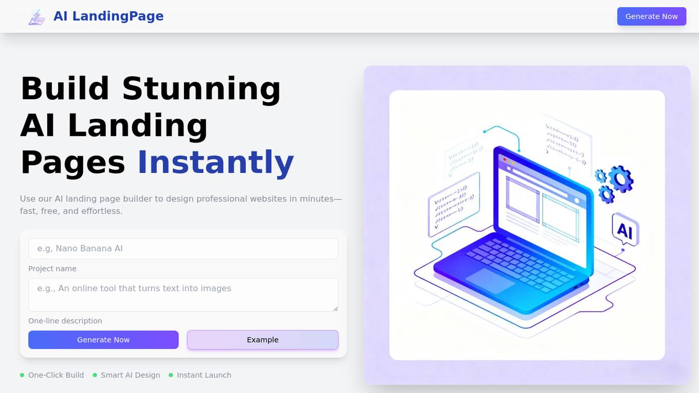 AI Landing Page Builder & Free AI Website Builder Screenshot