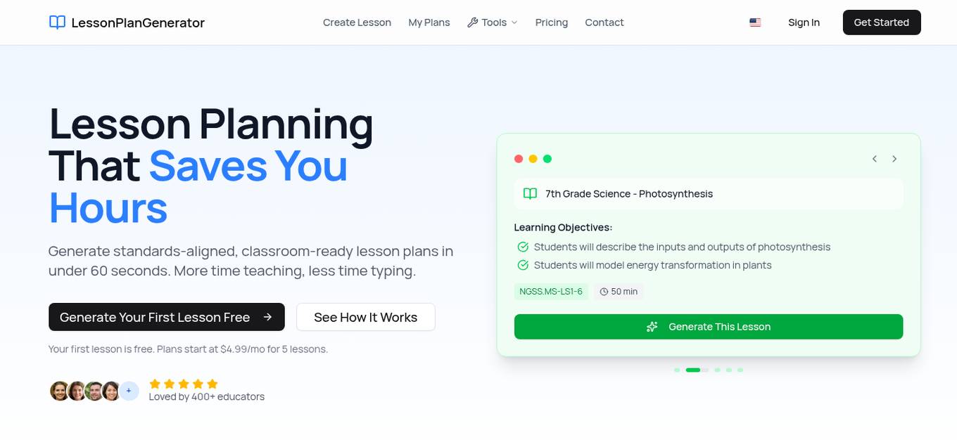 LessonPlanGenerator Screenshot