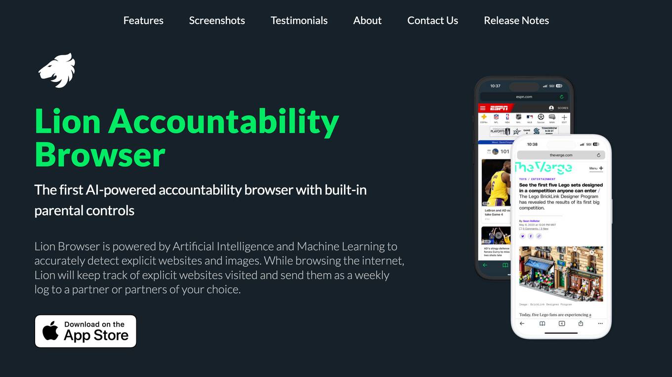 Lion Accountability Browser Screenshot