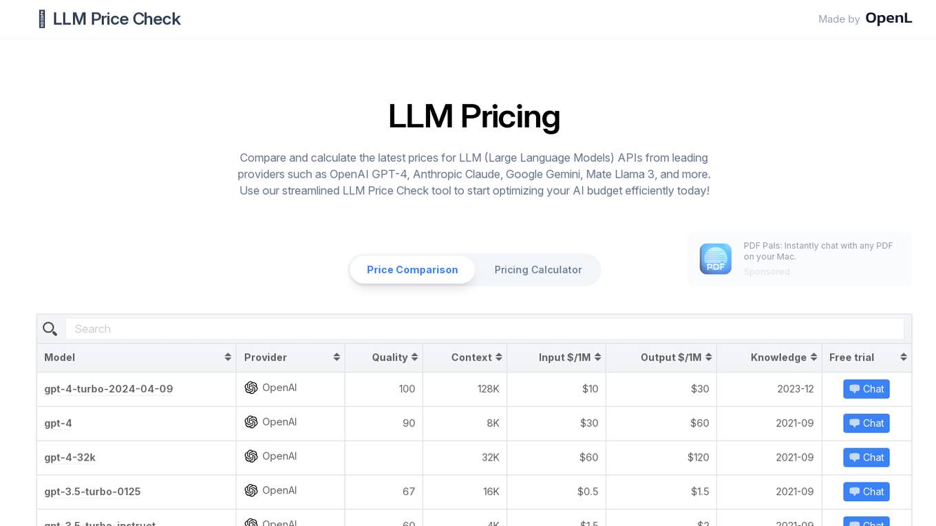 LLM Price Check Screenshot