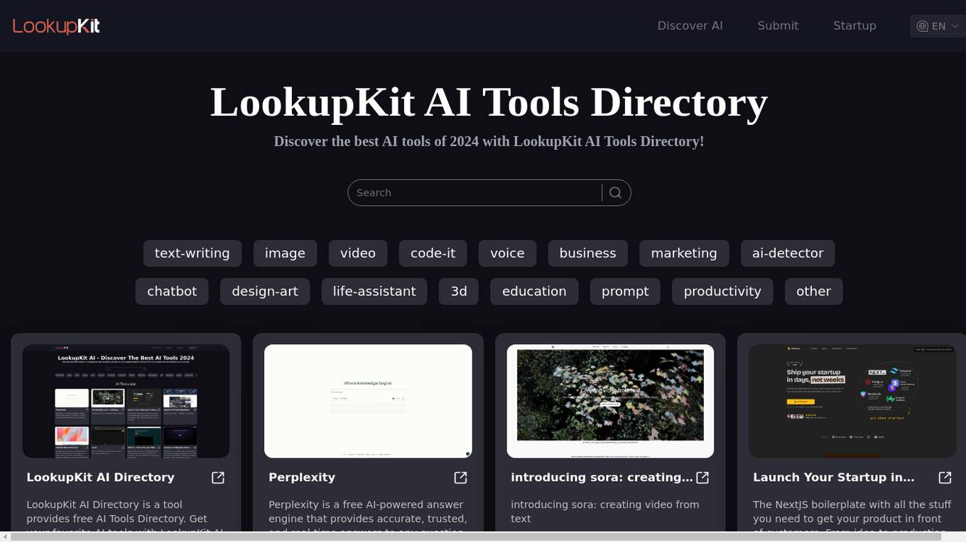 LookupKit AI Tools Directory Screenshot