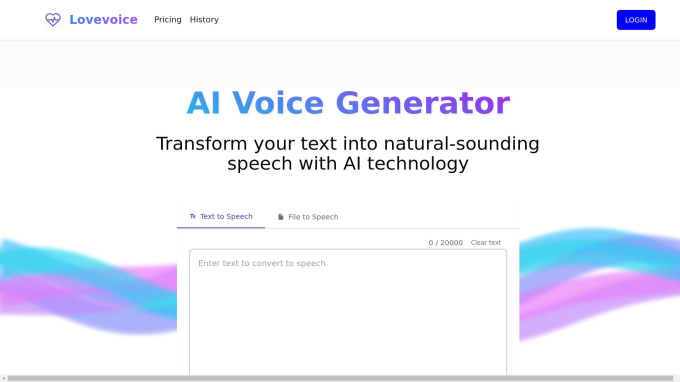 Lovevoice AI Voice Generator Screenshot