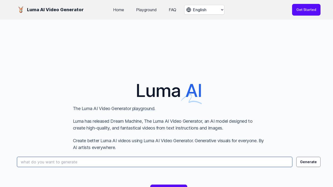 Luma AI Video Generator Screenshot