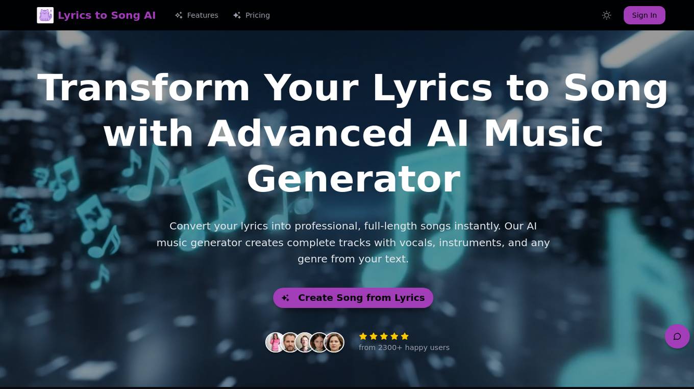Lyrics to Song AI Screenshot