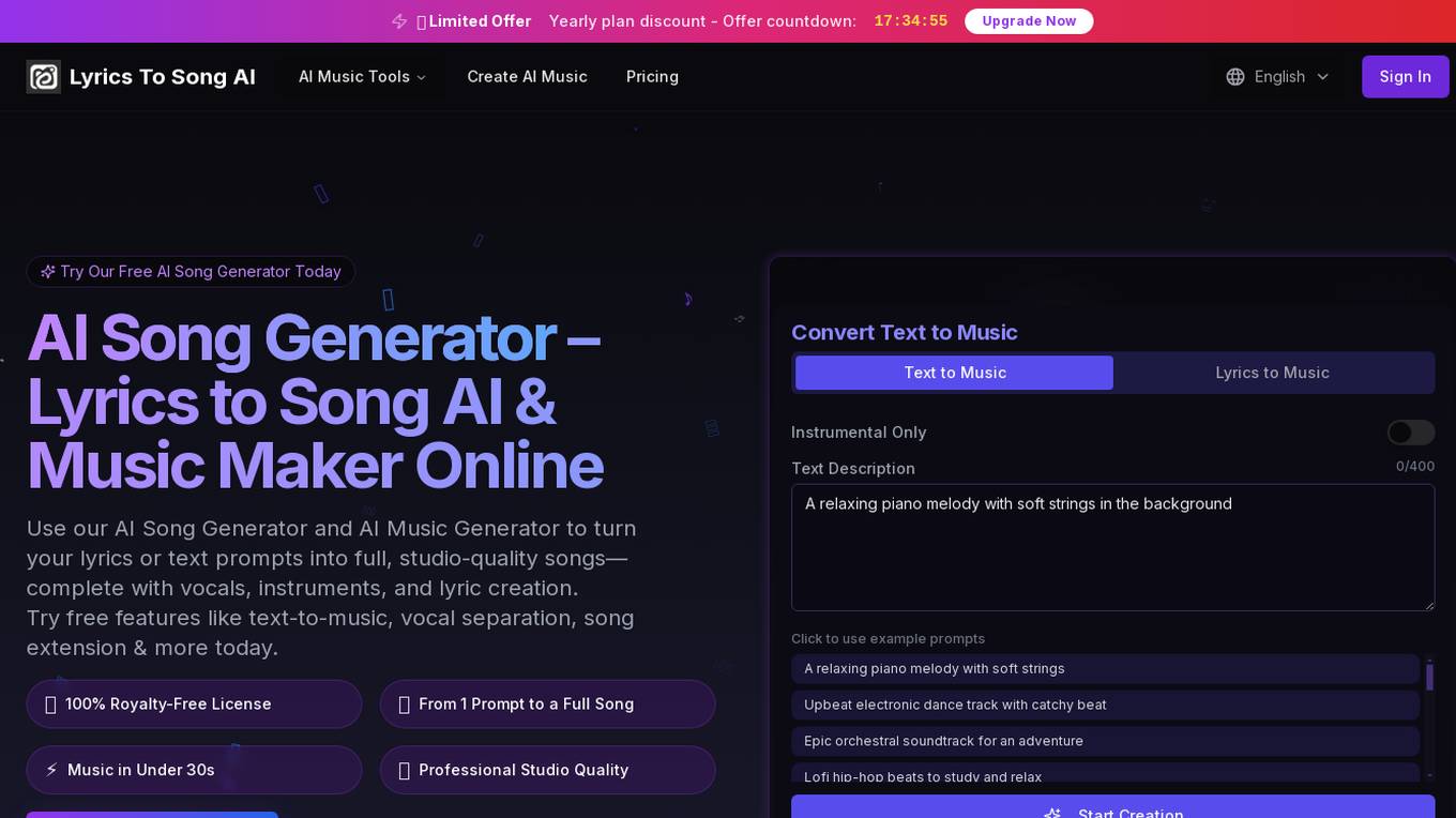 LyricsToSongAI Screenshot