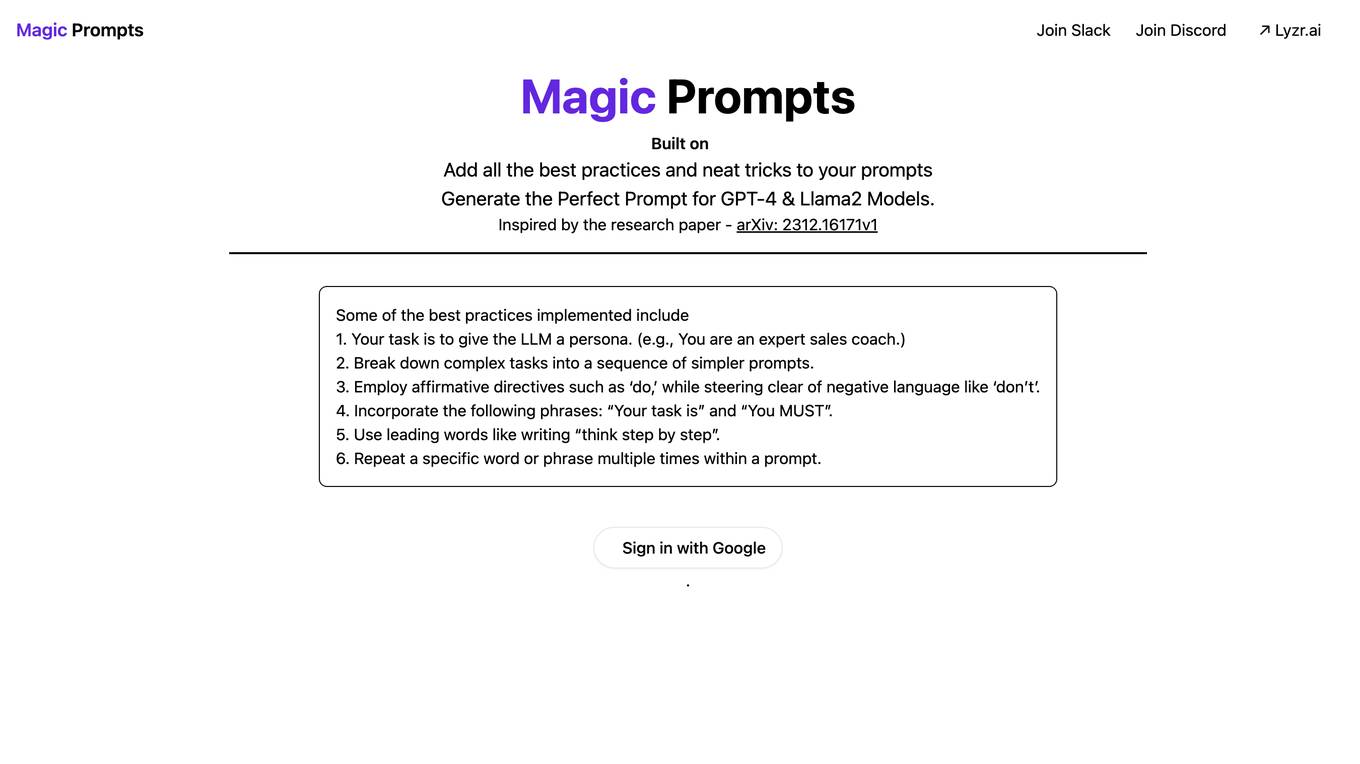 Magic Prompts screenshot