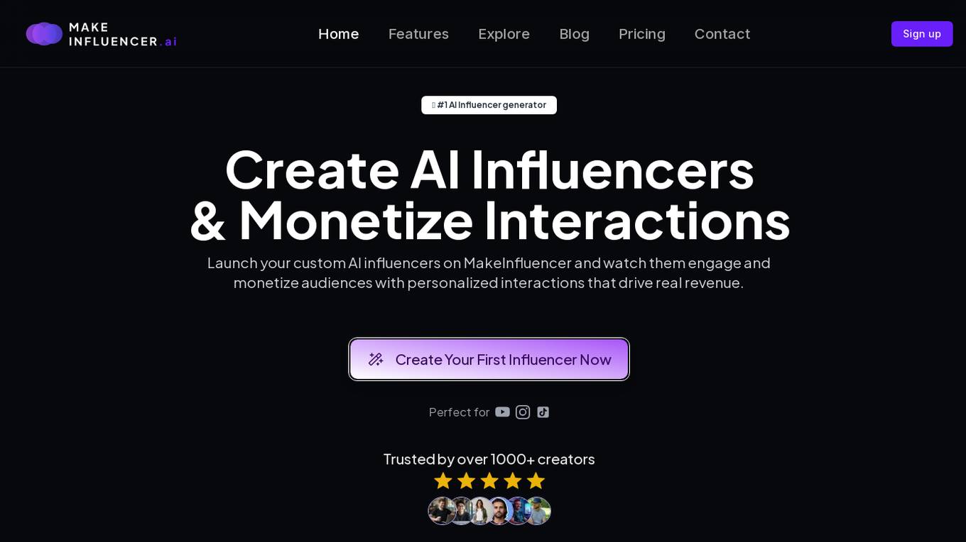 MakeInfluencer AI Screenshot