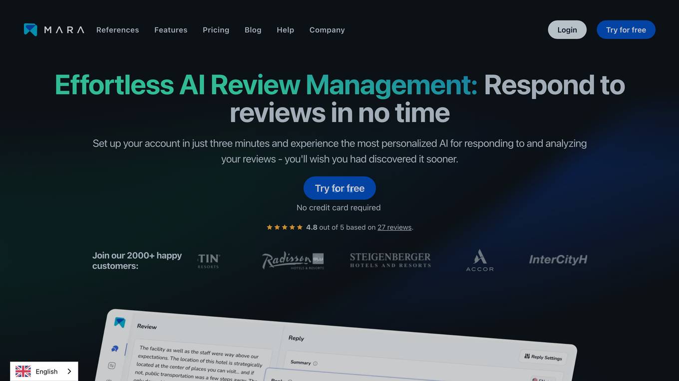 MARA AI Review Management Screenshot