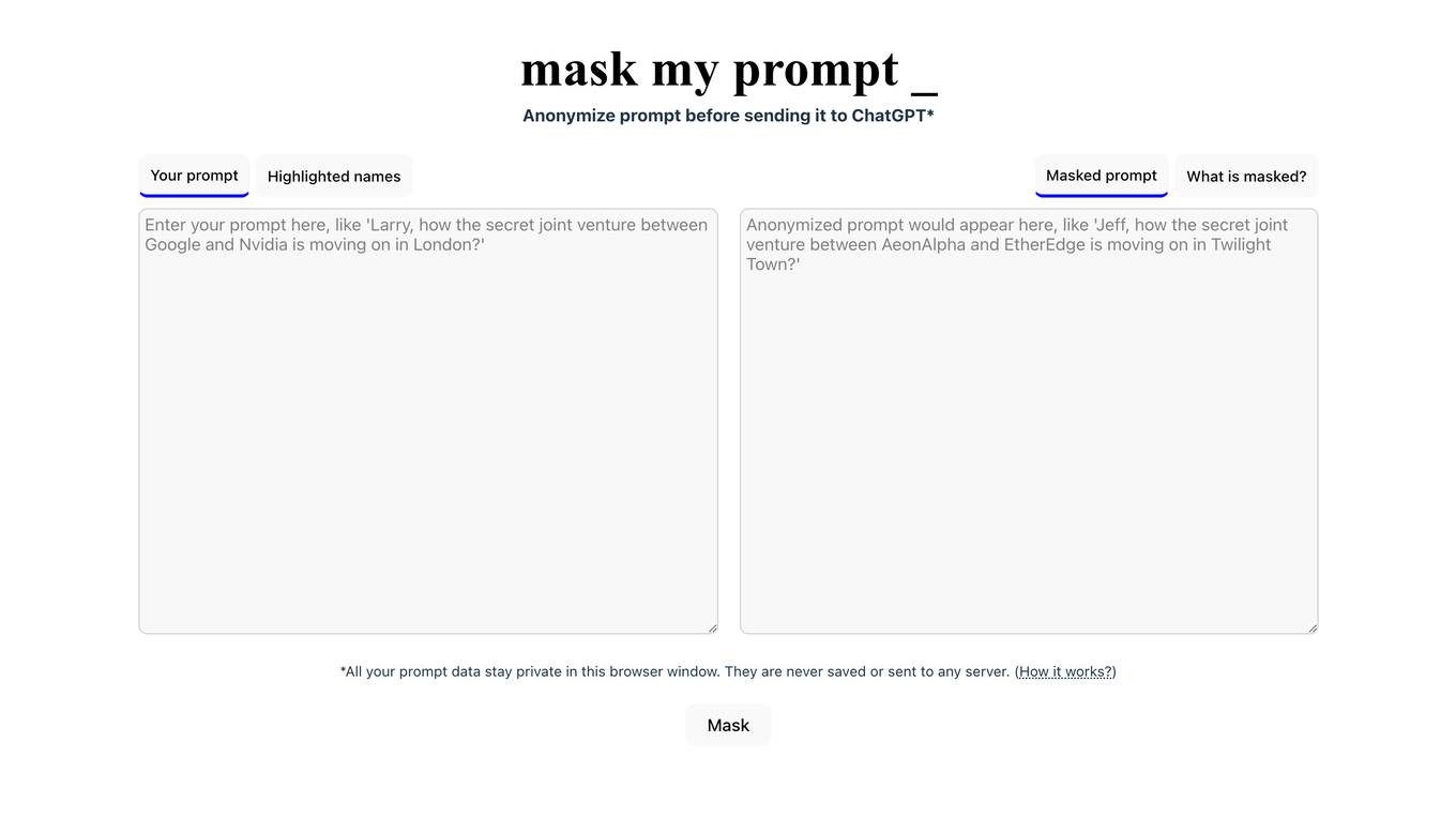 MaskMyPrompt screenshot