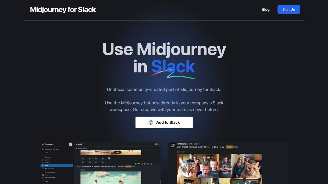 Midjourney for Slack Screenshot