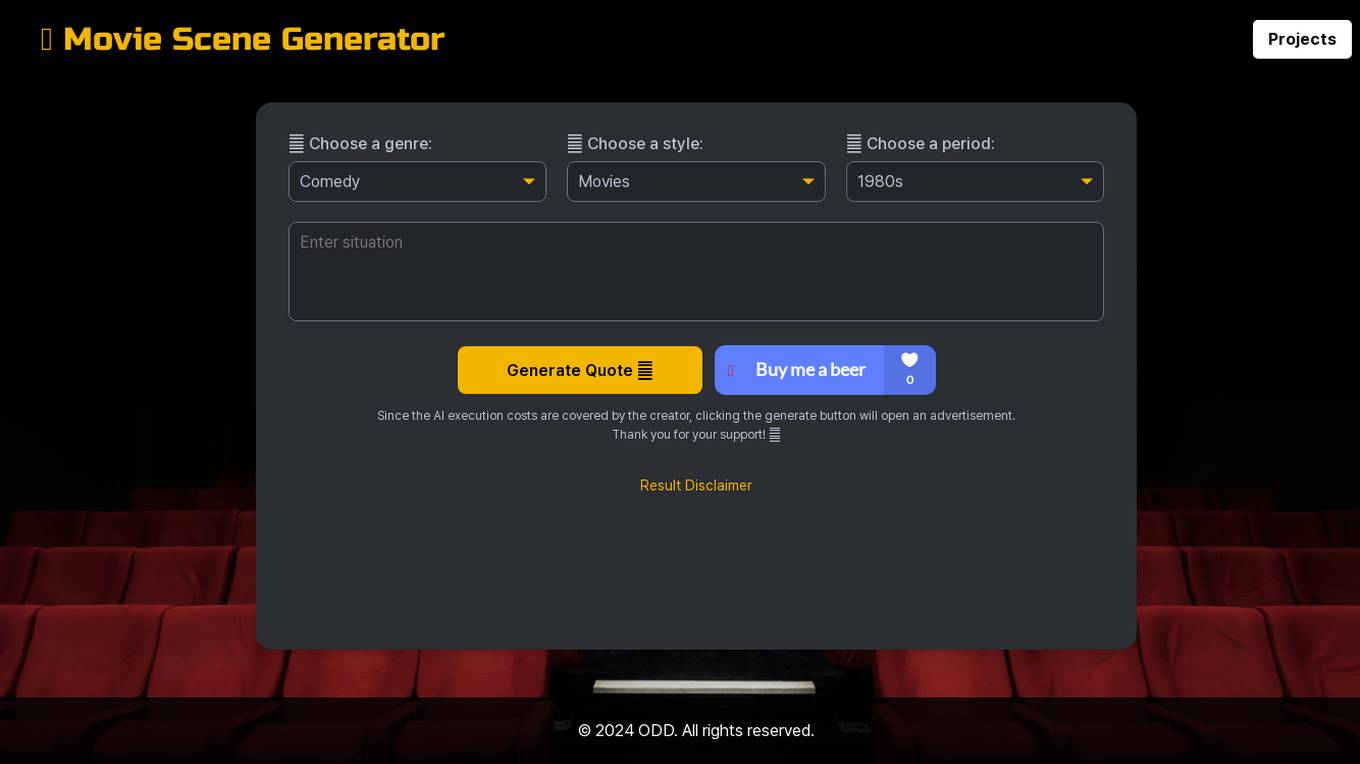 Movie Scene Generator Screenshot