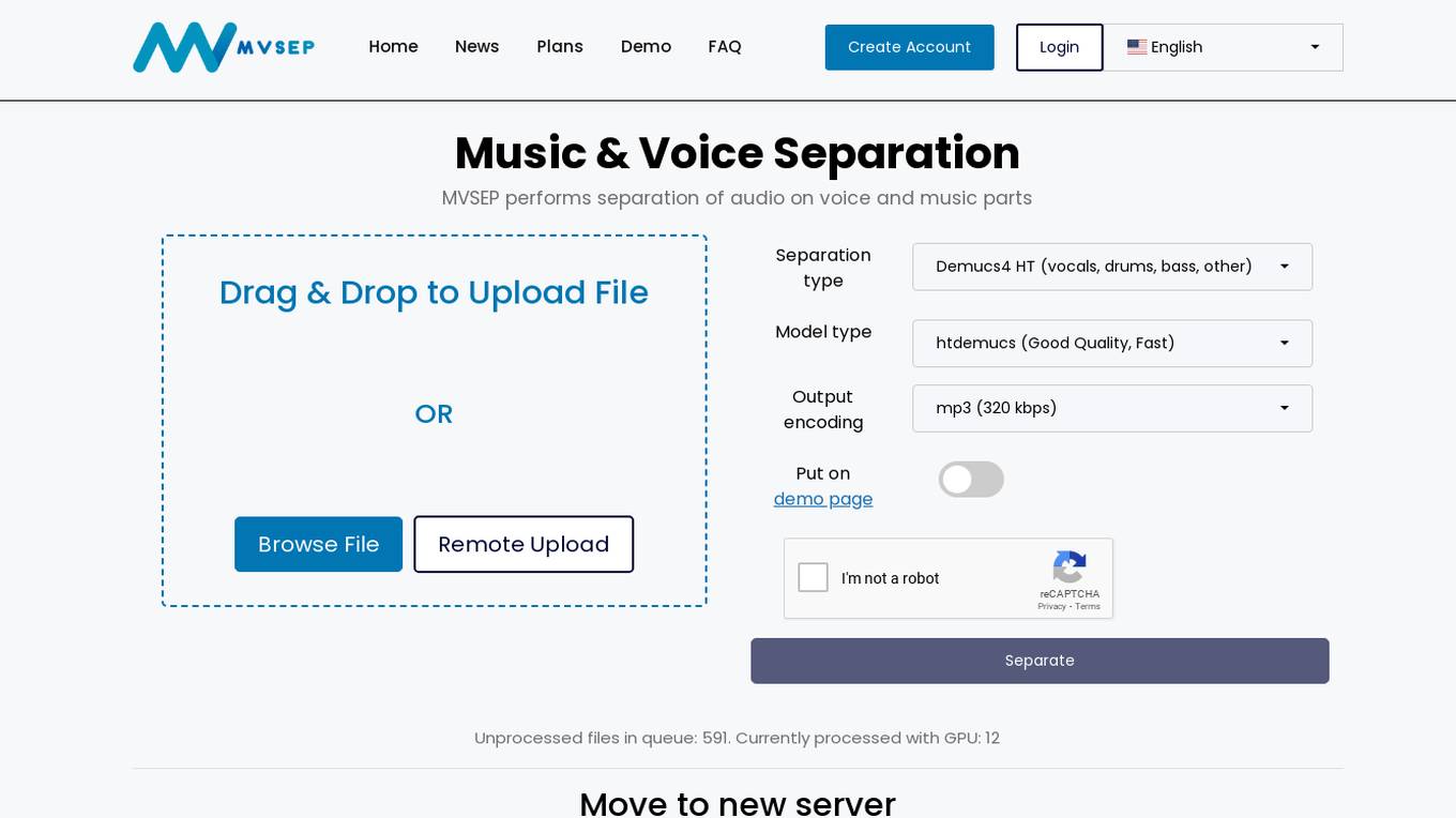 MVSEP - Music & Voice Separation screenshot