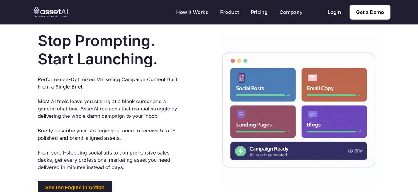 AssetAI Marketing Engine Screenshot