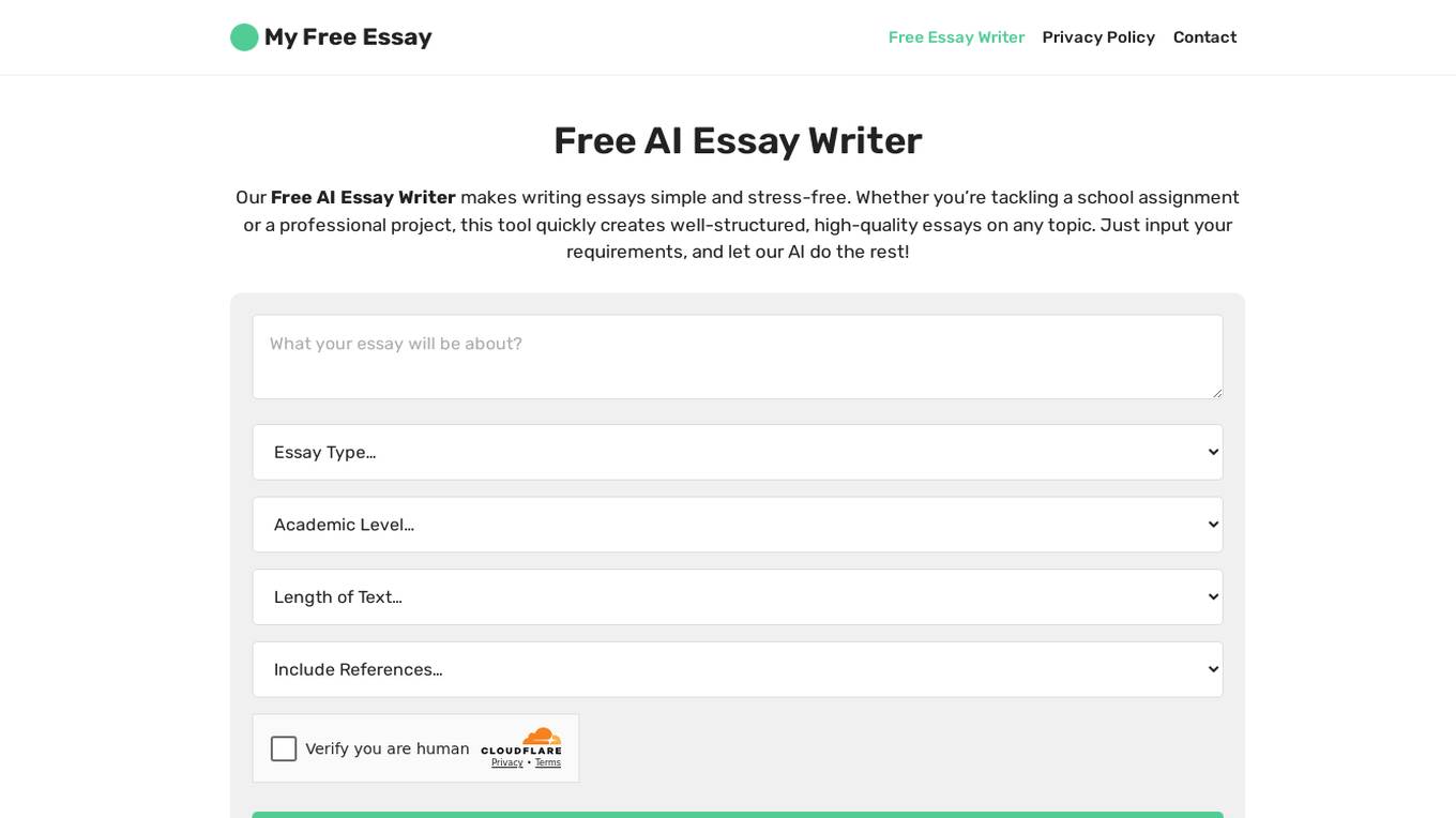 My Free Essay Generator screenshot