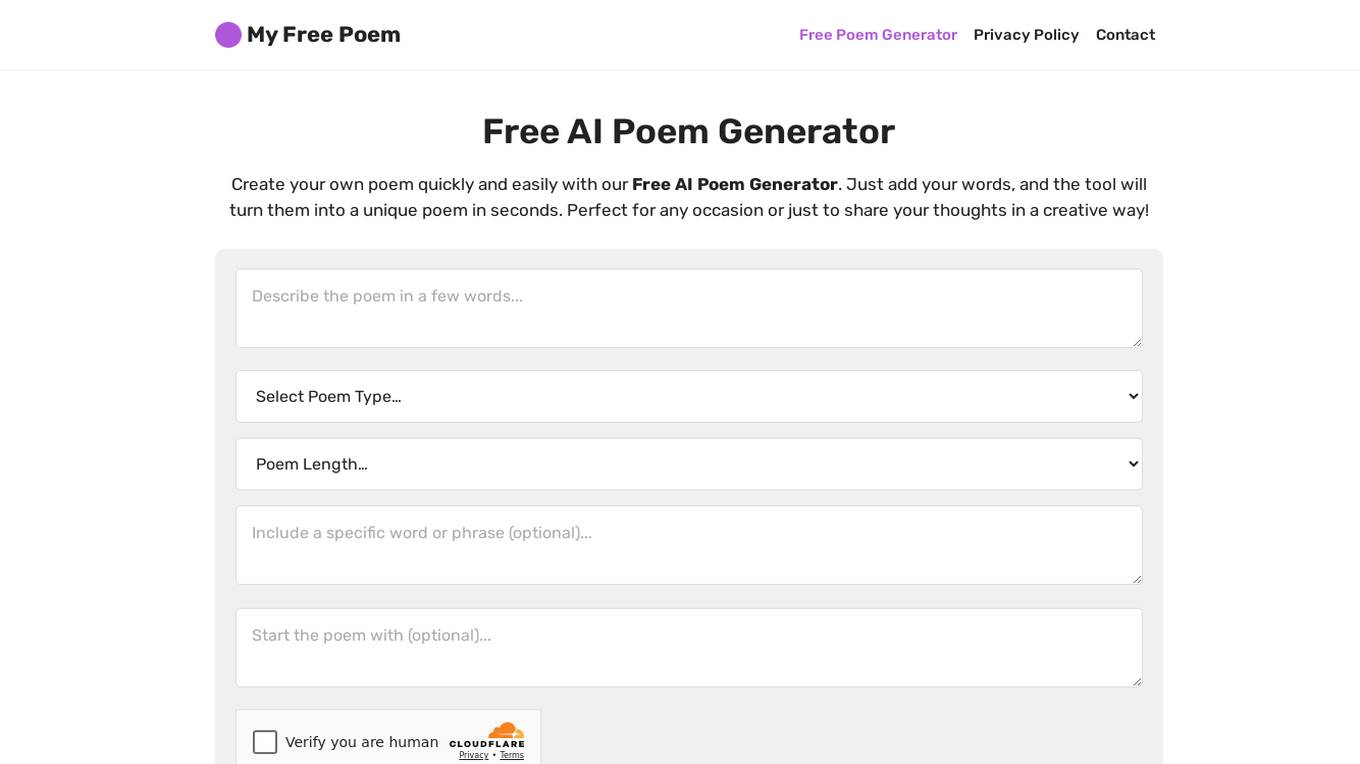 My Free Poem Generator Screenshot