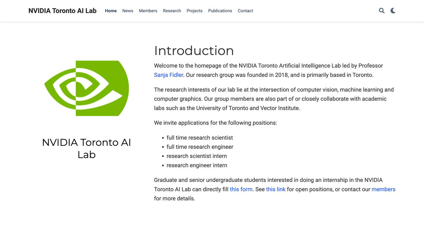 NVIDIA Toronto AI Lab screenshot