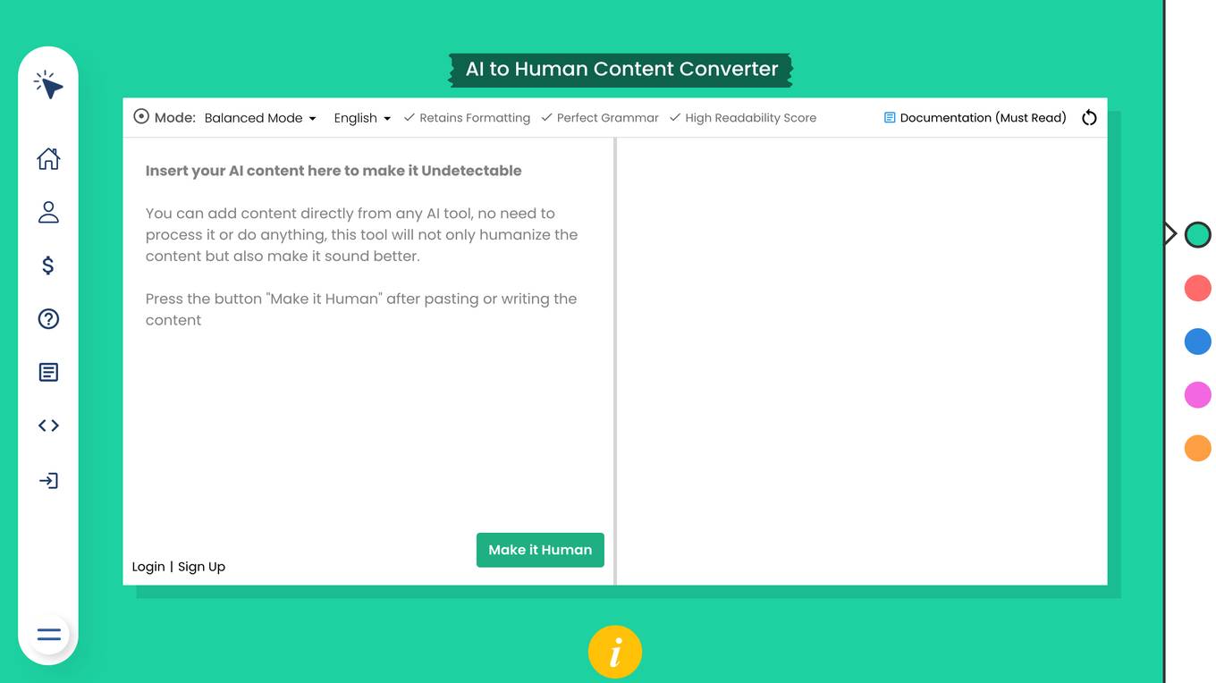 Free AI to Human Content Converter Screenshot