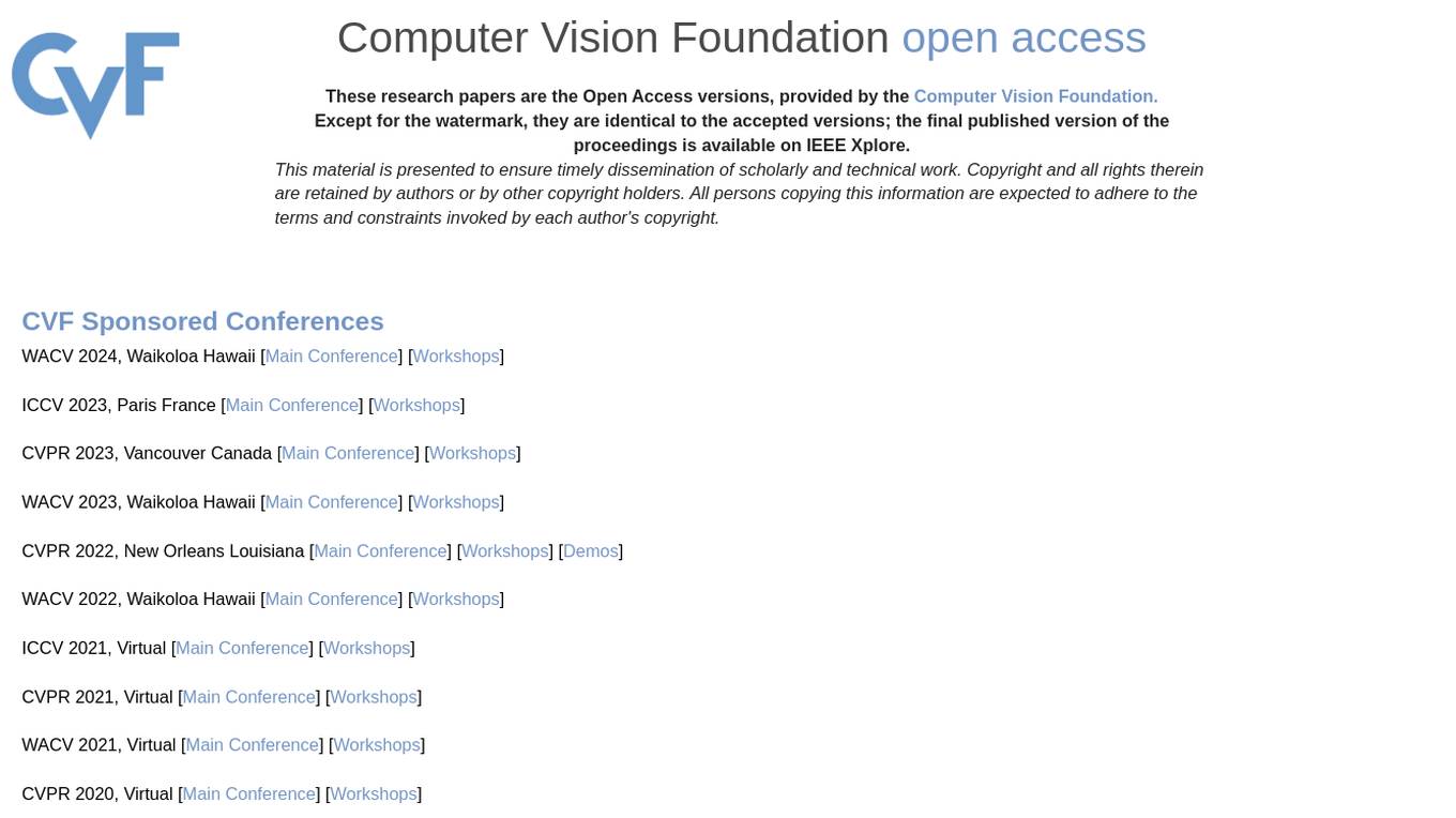 CVF Open Access Screenshot