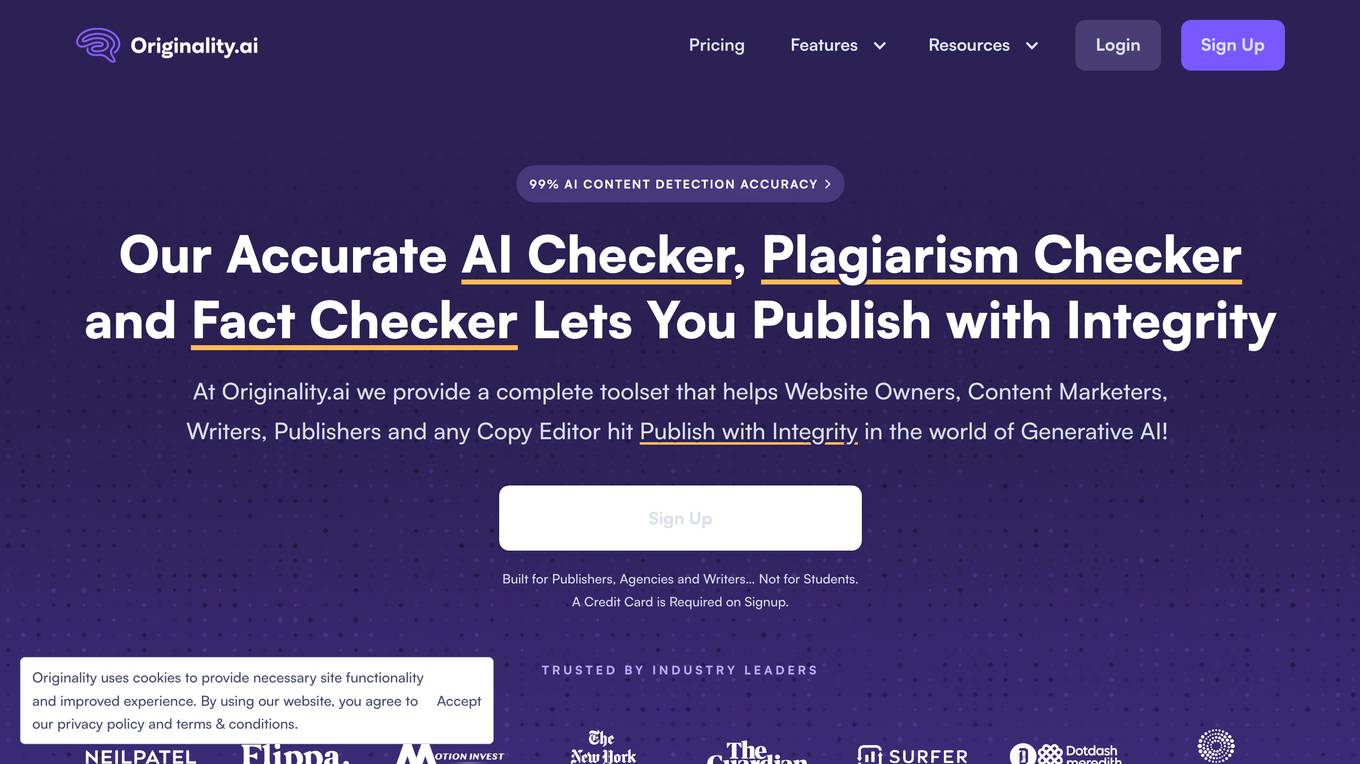 Originality AI Plagiarism and Fact Checker Screenshot