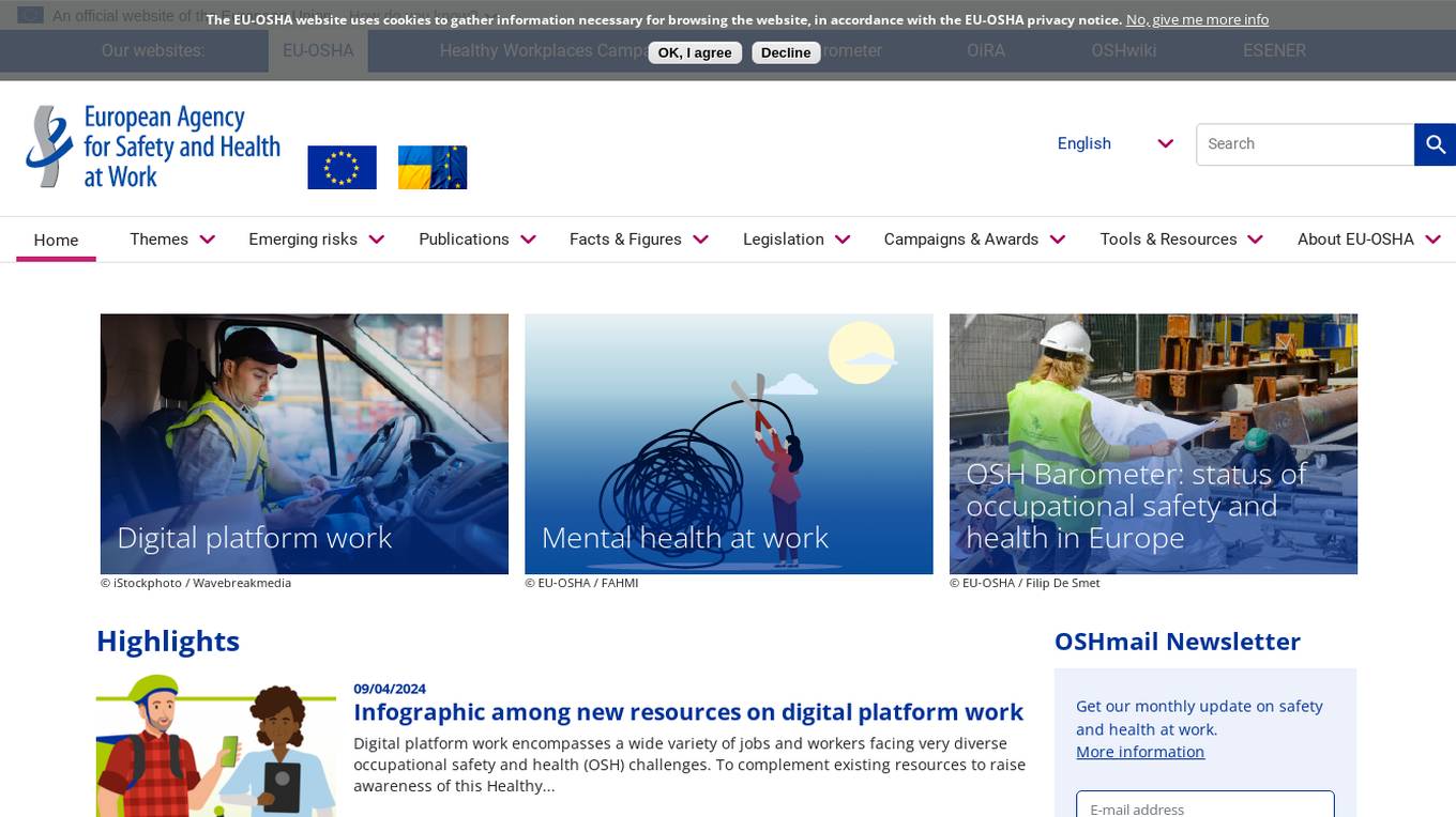 European Agency for Safety and Health at Work Screenshot