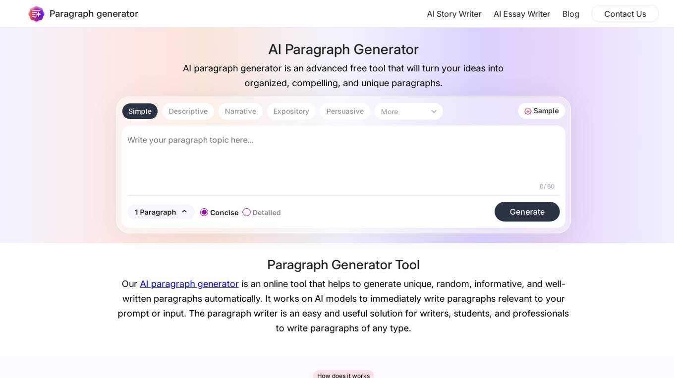 AI Paragraph Generator Screenshot