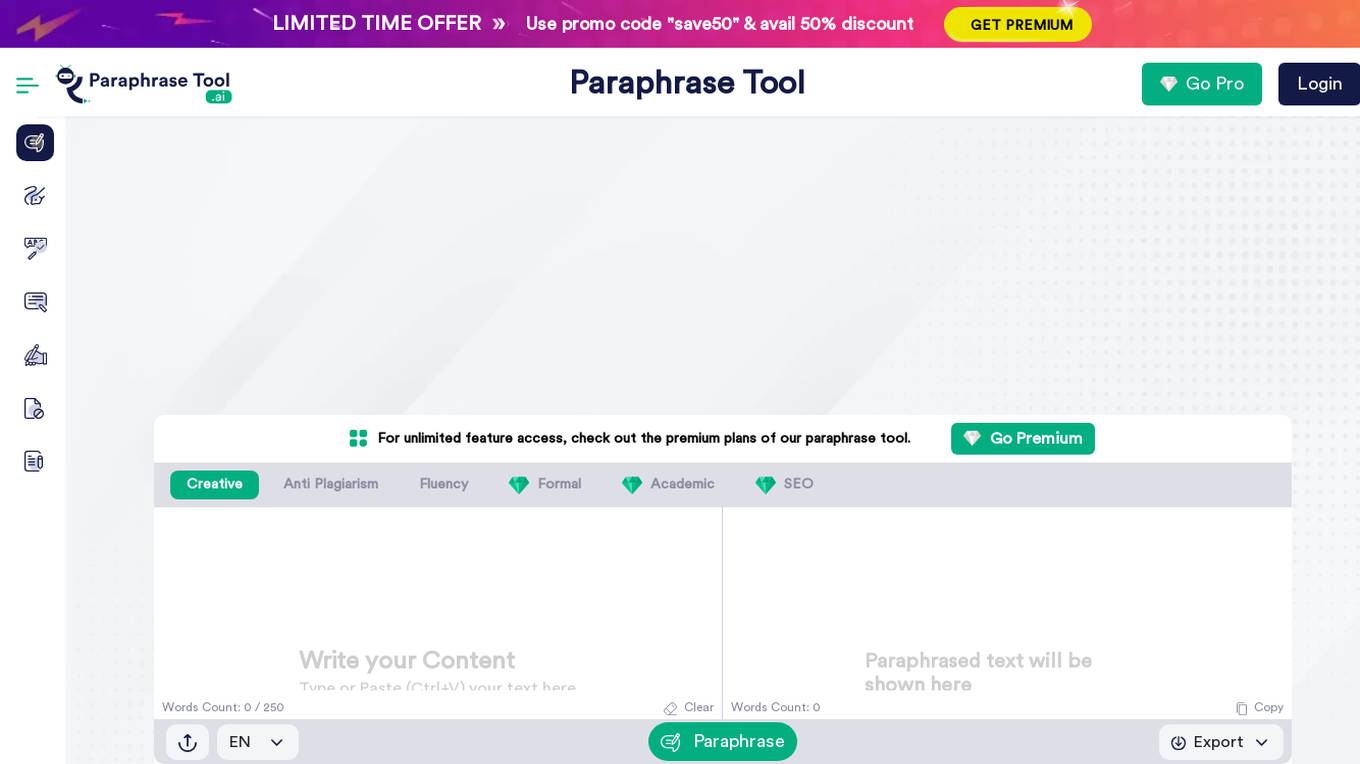 Paraphrasetool.ai Screenshot