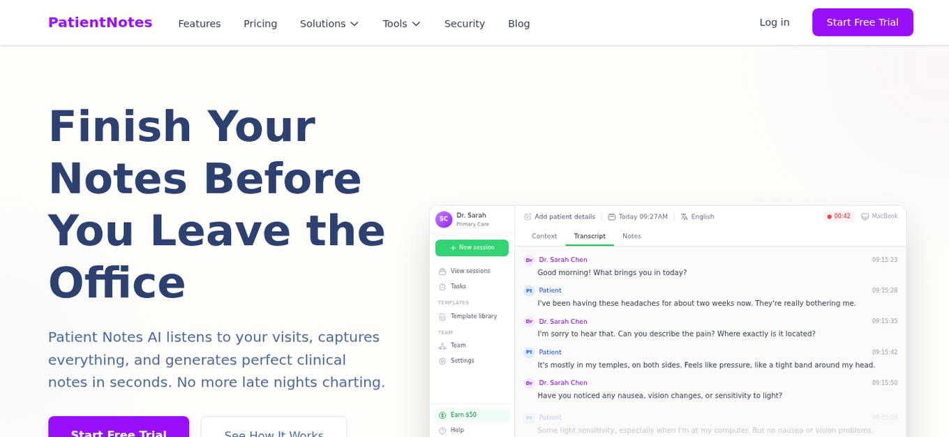 PatientNotes.ai Screenshot