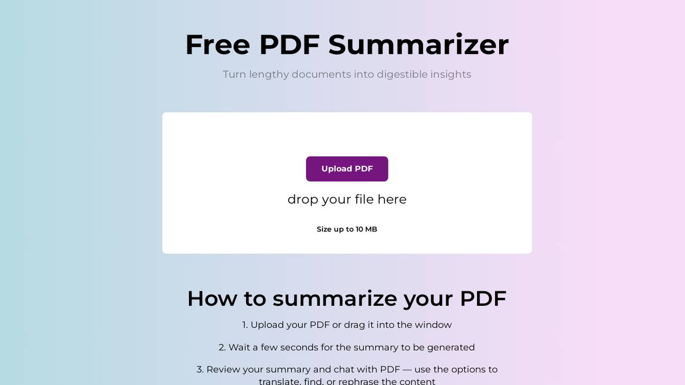 PDF Summarizer Screenshot