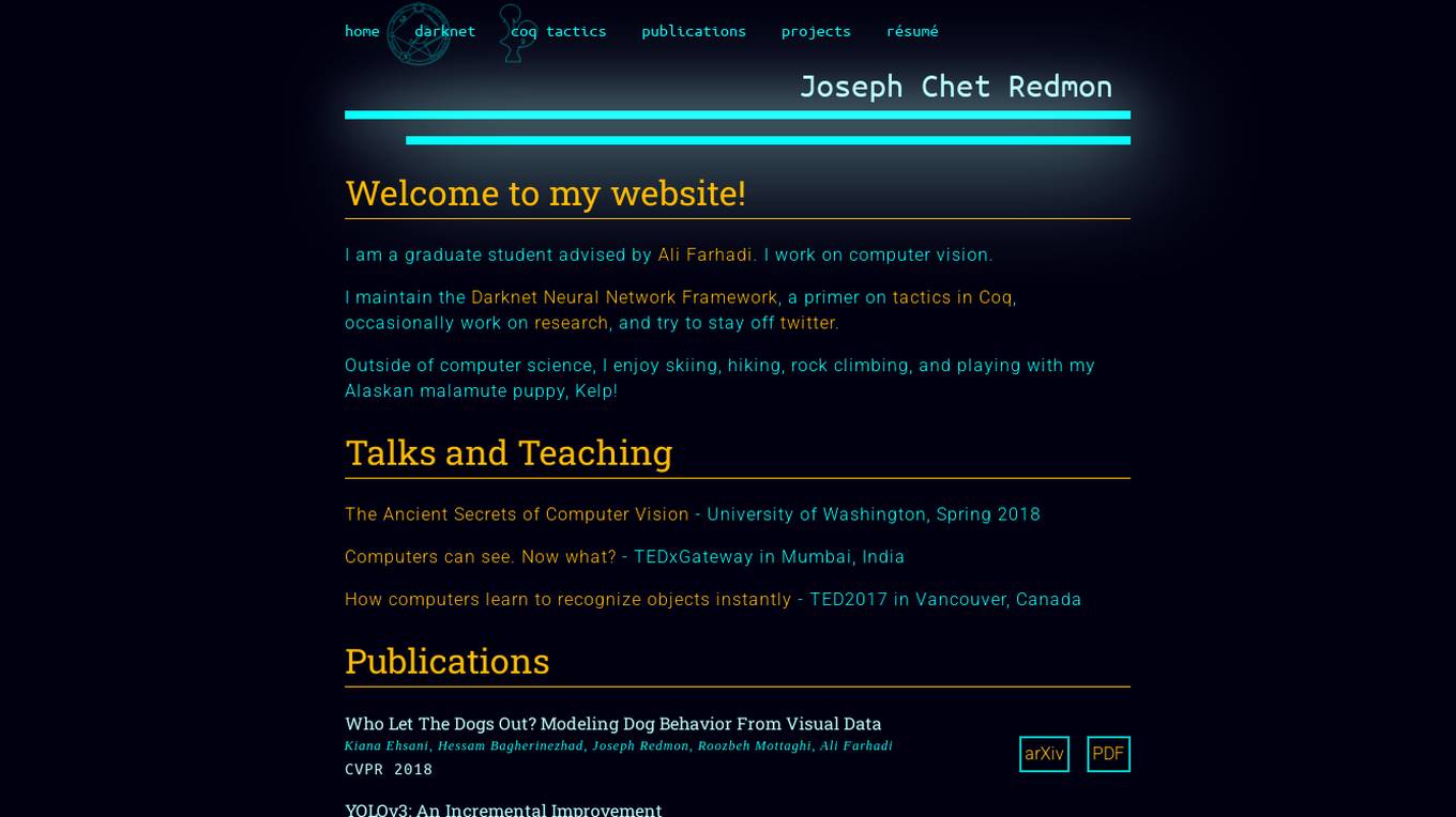 Joseph Chet Redmon's Computer Vision Platform Screenshot