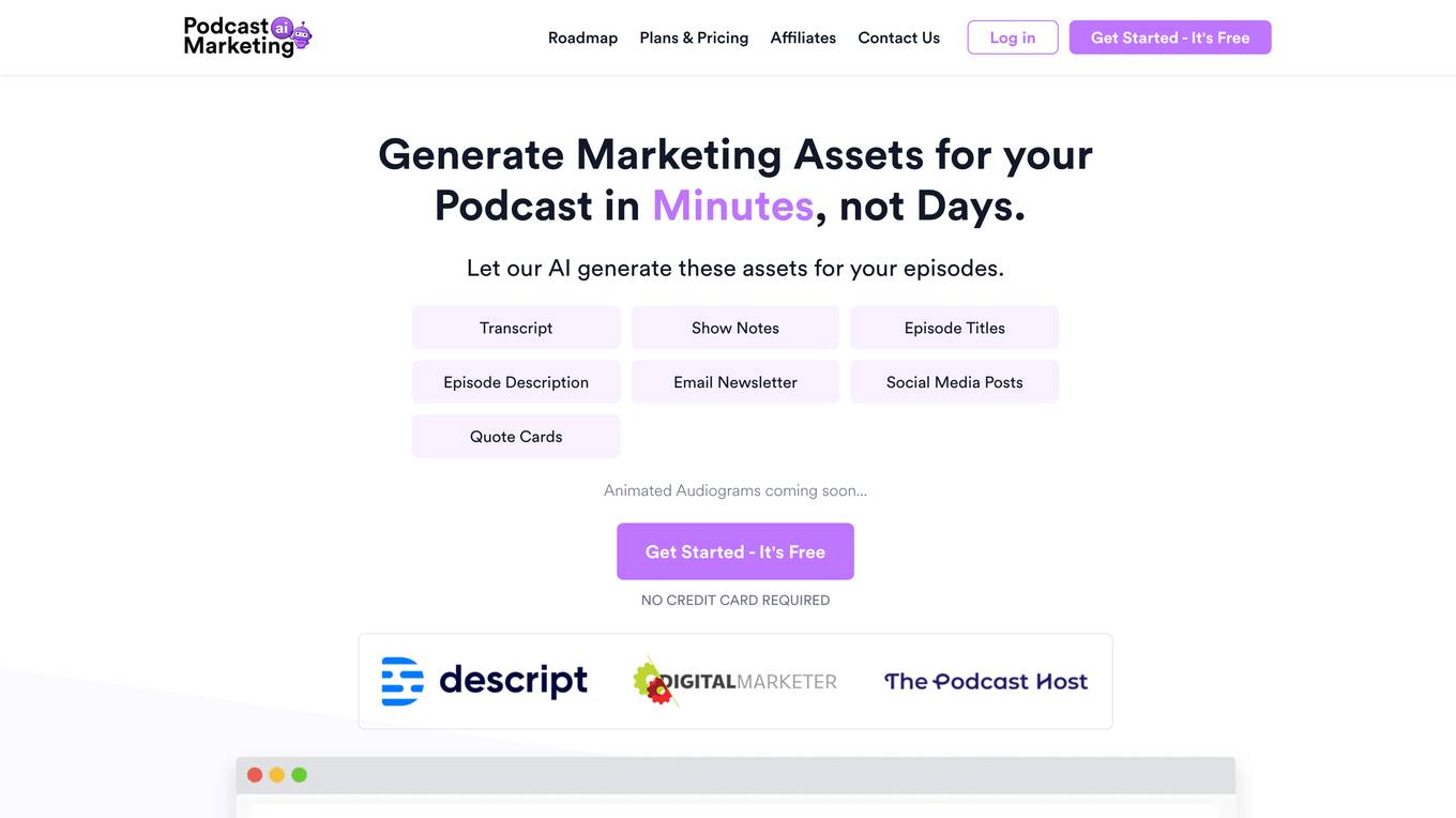 Podcast Marketing AI Screenshot