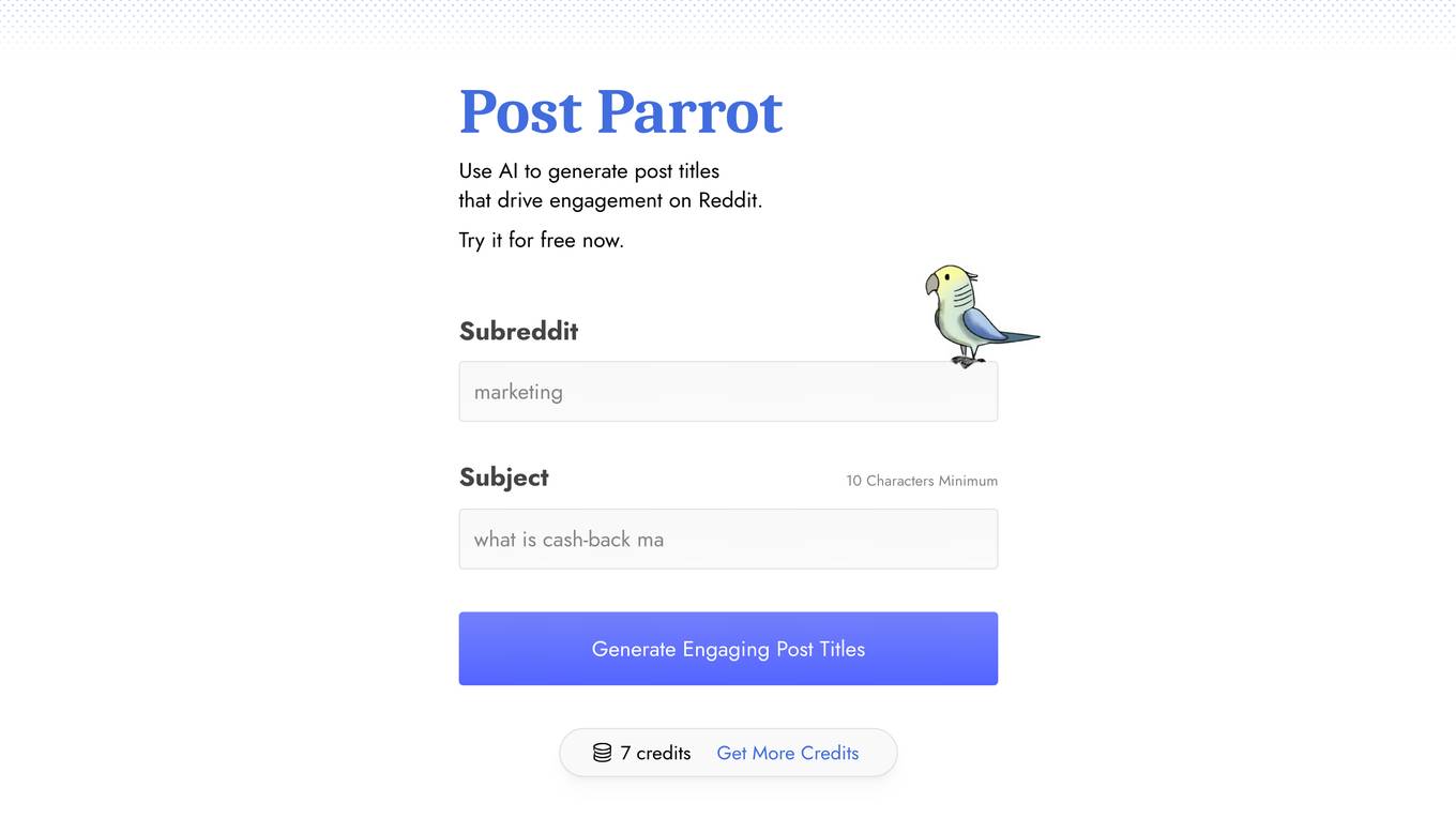 Postparrot.xyz Screenshot